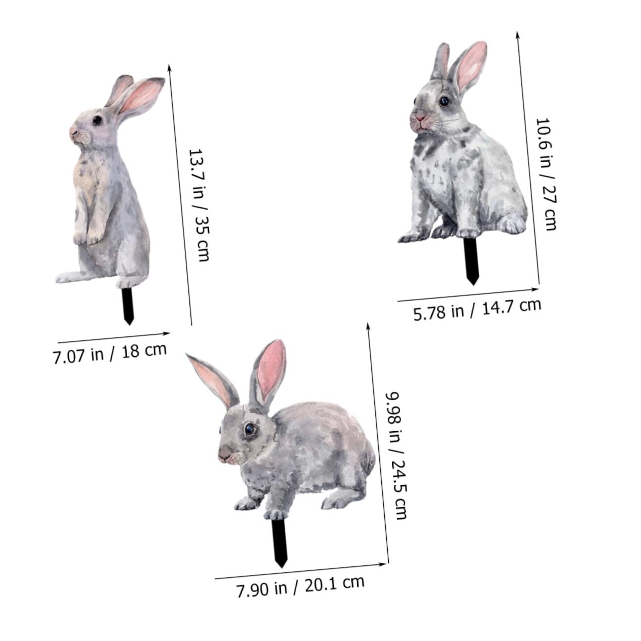 Gatuida 3 Stück Osterhasen Gartenstecker Spitz Zulaufend Hasendekoration für Gartenparty und Terrasse Außendekor