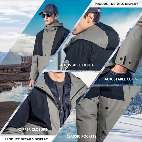 Image of hooded assault jacket men's autumn American casual patchwork color outdoor men's jacket