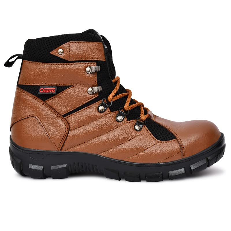 Image of Ozarro Tan Genuine Leather Steel Toe Safety Shoes (S4443)