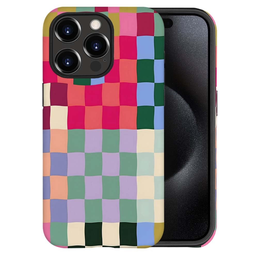 SEized Case Compatible with for iPhone 15 Pro Max,Colorful Checkerboard Phone Case for Girl Women Boy Men,Soft Silicone Protection Case for iPhone 15 Pro Max