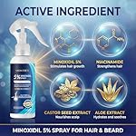 Minoxidil 5% for Men (120 ML), Advanced Minoxidil Spray with Provitamin B5 and Castor Seed Extract, Minoxidil Extract Serum for Hair Loss, Beard Restoration - Image 3