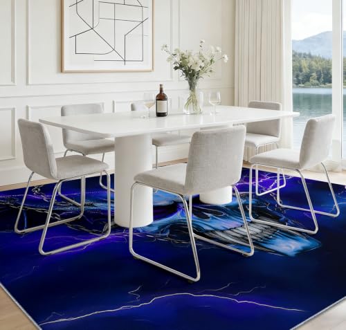 Alfombra suave de calavera azul real 160 x 230 cm moderna antideslizante para pasillo 4