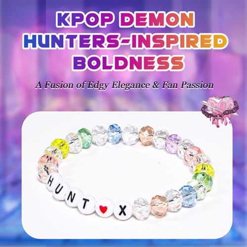 AICase for Kpop Demon Hunters Merch Rumi Zoey Mira Jinu Saja Inspired Crystal Bracelets Stackable Stretch Friendship Beaded Bracelets for Huntrix k pop Merchandise Jewelry Gifts for Fans Women_82