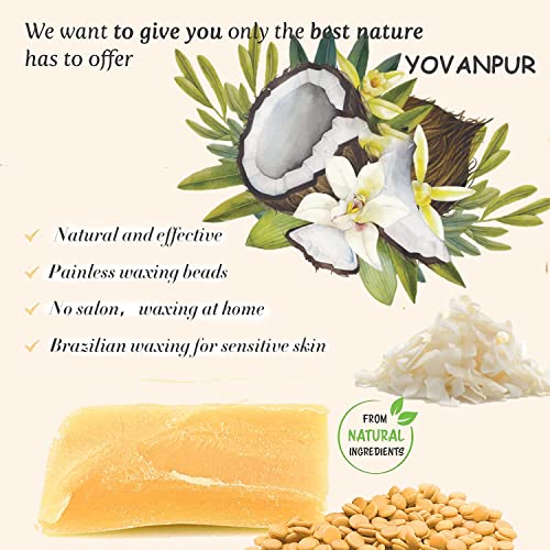 Wax Beads For Hair Removal, Yovanpur (10.5Oz/300G) Hard Wax Beans For Sensitive Skin, At Home Painless Hair Removal Wax Beads, Body Wax For Facial, Eyebrow, Legs, Bikini, Armpit, Back And Chest For Women Men, Waxing Beads With 10 Spatulas (Cream) Perfect For Any Wax Warmer #TOP7