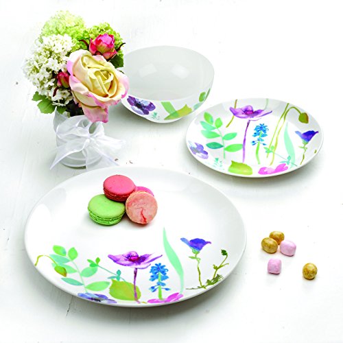 Portmeirion Water Garden 12pc Tableware Dinner Set, Serves 4 Dinner Service with Water Colour Decoration Made from Porcelain - Image 3