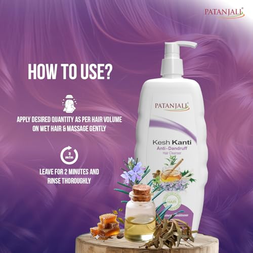 Image of Patanjali Kesh Kanti Anti-Dandruff Shampoo 450ml, Herbal Hair Cleanser for Dandruff Control (Pack of 2)