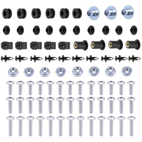 Motorcycle Fairing Bolt Kit, Stainless Steel + Plastic, Silver + Black, Fastenings Clips Grommets Set for Honda CBR600RR F5 2003-2006 Cover