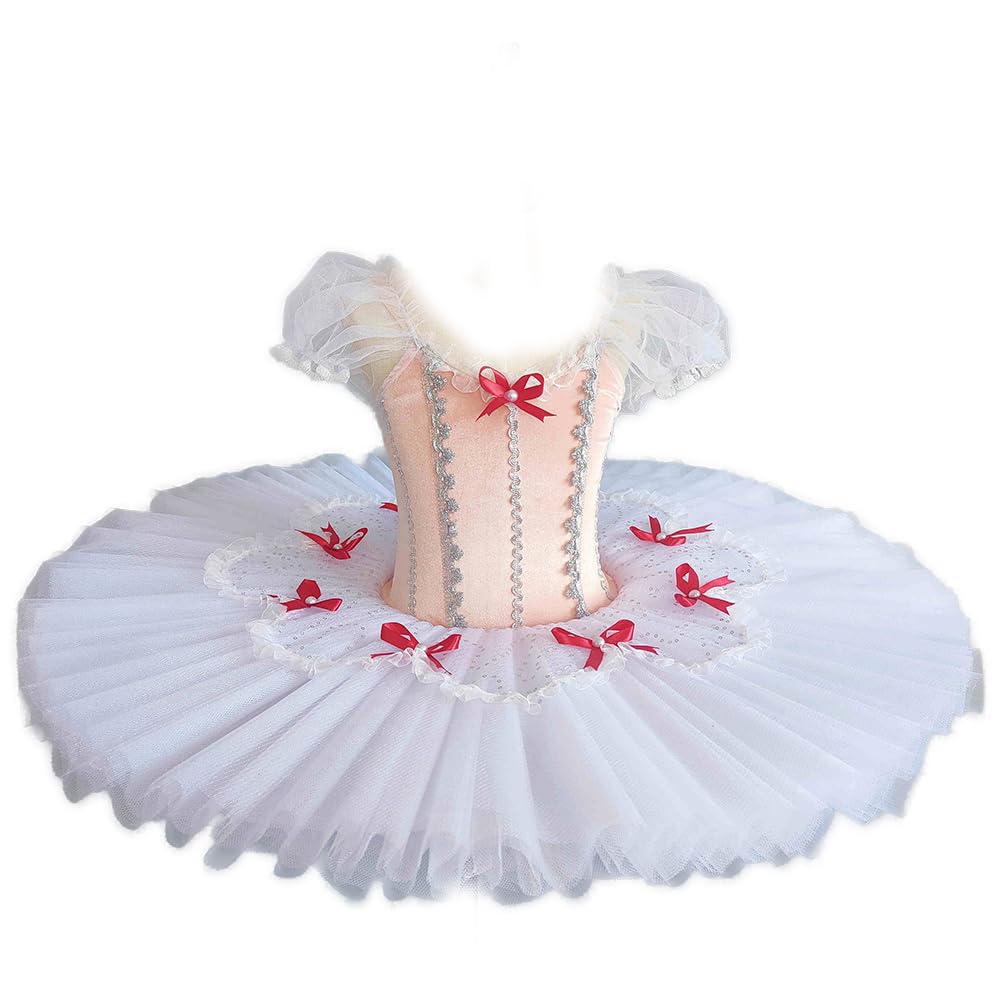 Gonna Tutu da Bambina con Gilet e Aderente, Abito da Ballo in Pizzo con Paillettes, Cigno, Ballerina