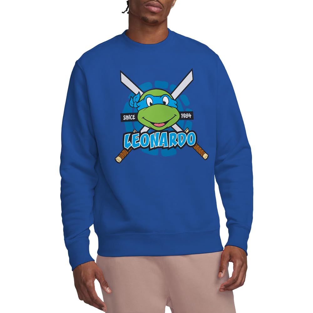 Teenage Mutant Ninja Turtles Tmnt Leonardo Since 1984 Crew Sweatshirt, Royal Blue, Large