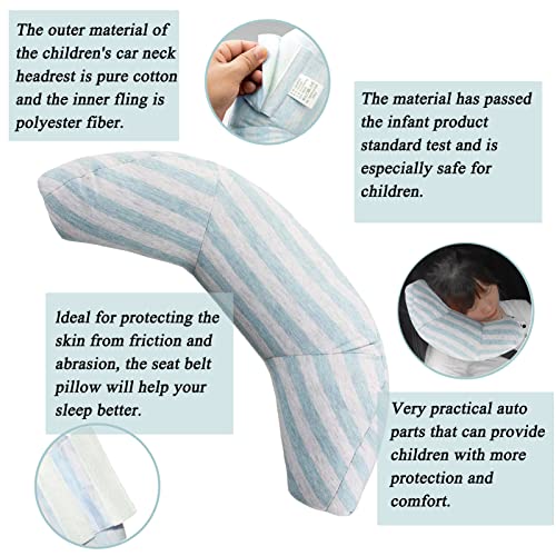 Image of Car Seat Travel Pillow Neck Support Cushion Pad for Kids, WenMei Super Soft Headrest Shoulder Pad in Car, Universal Safety Belt Sleeping Pillow for Children Adults, Compatible with All Cars (Green)
