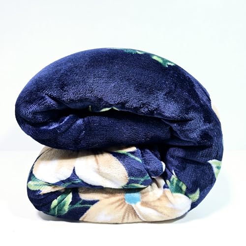 Image of Winter Premium Flannel Velvet Warm Duvet Cover Quilt Cover | Rajai Cover | Blanket Cover | Comforter Cover Single Size 60x100 inches Woollen (Blue Green Leaf, Single Bed)
