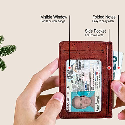 Image of Corkor Cork Card Holder Men - Cork Wallet - Vegan Leather - Minimalist Slim Front Pocket RFID