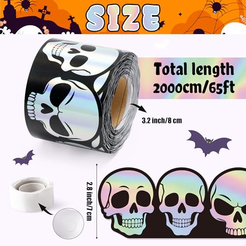 Image of BeYumi Halloween Skull Border Trim - 65ft Skull Skeleton Roll Border Decor