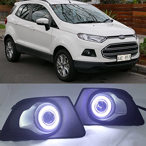 LED Angel Eyes LED DRL Fog Light with H11 Halogen Bulbs 55W for Ford Ecosport 2013 2014 2015 2016