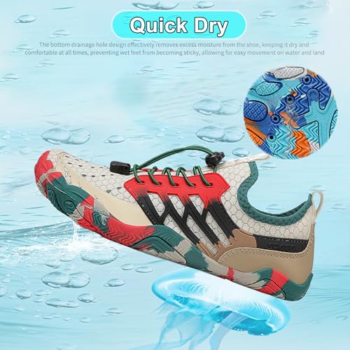 Image of Beach Water Shoes for Women Men Quick Dry Non-Slip Wide Toe Hike Barefoot Footwear for Beach Pool Aqua Swim Surf Walk