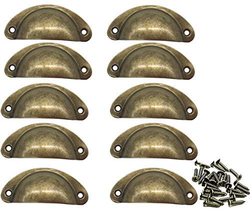 Poignées de meuble, style rétro vintage, en forme de coquillage demi-lune, avec vis, Bronze Cover