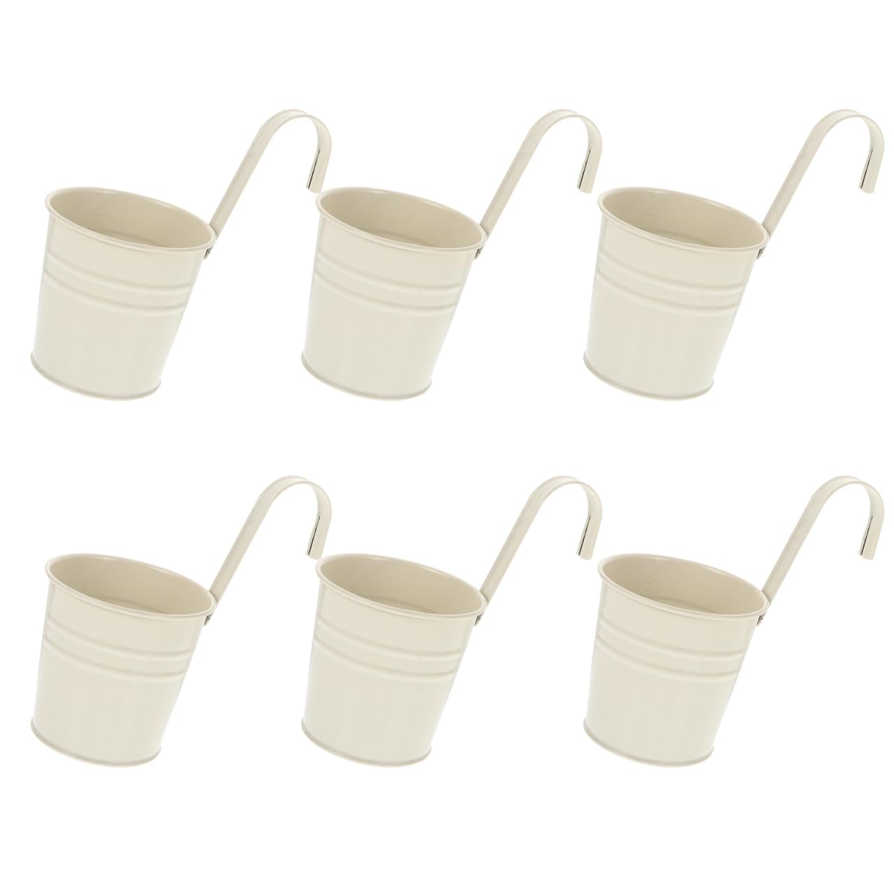 Cabilock Lot de 6 Pots de Fleurs Suspendus en métal - Beige - Crochets Amovibles - en Fer Rustique - pour Plantes Grasses, Plantes Grasses, Ses, Ses, Jardins
