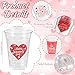 50Pcs Valentine's Day Party Decoration Cups, 12oz Pink Red Valentine's Day Heart Disposable Clear Plastic Cup for Valentines Day Birthday Wedding Drinkware Beverage Drinks Party Decor Supplies