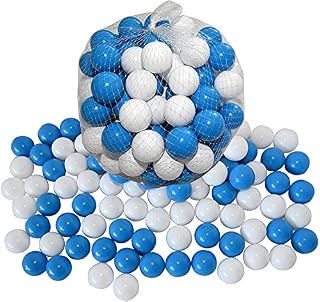 Ram® 200 PCS Soft Plastic Mini Play Balls Blue/White Colors - Crush Proof, No Sharp Edges, Non Toxic, Phthalate & BPA Free - Use in Baby or Toddler Ball Pit Blue