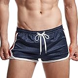 AIMPACT Mens Marathon Running Shorts Booty Sexy Short Shorts for Men 3 inch(BlueRed L)