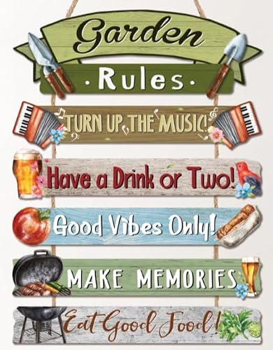 Image of TOARTi Garden Rules Wall Sign Gardening Gifts for Women Men Outdoor Yard Rustic Hanging Wooden Plaque Garden Spring Welcome Sign Presents for Gardeners Women Home Art Decor