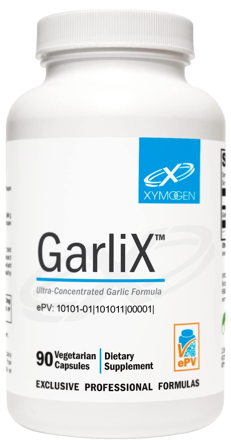 XYMOGEN GarliX - Ultra-Concentrated Garlic Supplement with Allicin + Alliin to Support Antioxidant Activity, Cardiovascular + Immune Health (90 Capsules)