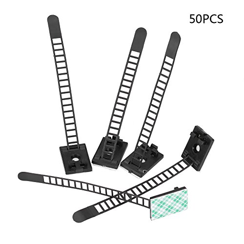 Clips para gestión de cables, abrazadera para atar cables, gestión de cables bajo mesa para un sistema discreto y eficiente de gestión de cables (Negro) miniatura 4