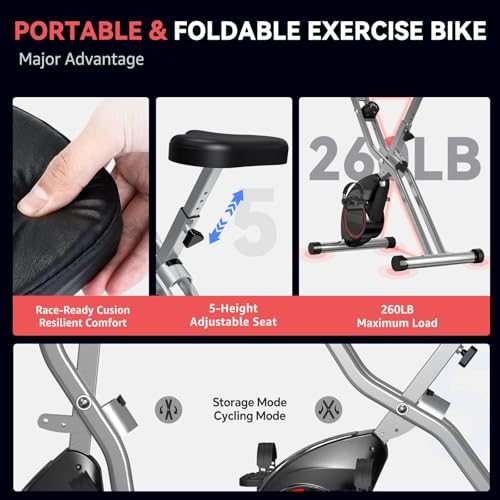 Foldable Exercise Bike with Resistance Bands