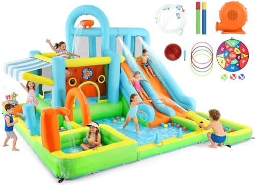 JOYLDIAS 10 in1 Inflatable Water Slide Giant Bounce House Luxury Heavy Duty
