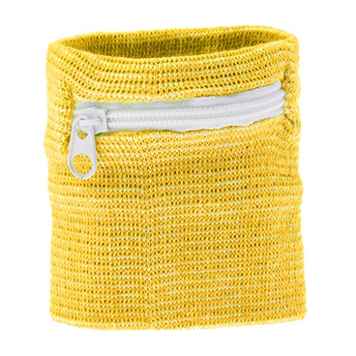LEIPUPA Unissex Esportes Basquete Ciclismo Corrida Pulseira Zipper Pocket Sweatband - Amarelo