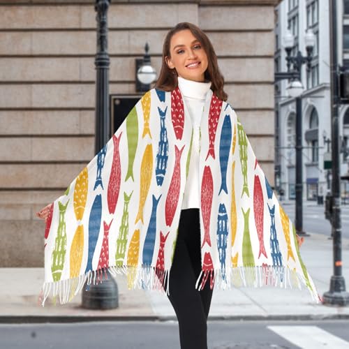Sardine Shoal FishSoft Cashmere Feel Scarf unisex for Men and Women Winter Large Shawl Wrap2
