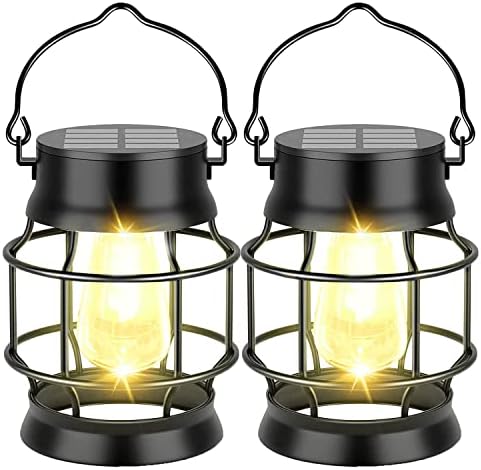 2 Lanterne Solari Da Esterno In Metallo - Luci Da Giardino Con Ricarica Solare, Impermeabili