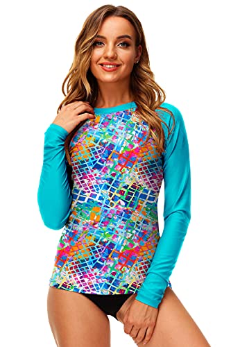 Deerose Women UPF 50+ Rash Guard Printed Swim Shirts Surf Swimwear Top3