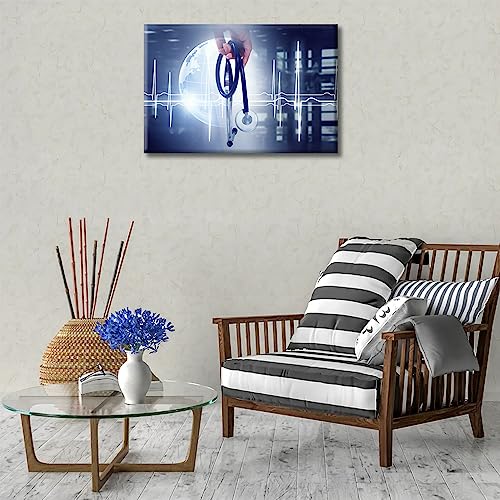 Image of TUMOVO Home Decor Modern Medicine Concept Pictures Bathroom Decor Wall Art 1 Panel Science and Medical Wall Art Contemporary Home Decor Print on Canvas Ready to Hang (12 inch Wx18 H)