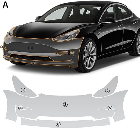 FDAIUN for Tesla Model 3 2020-2023 PPF Clear Car Pre-Cut Paint Protective Film TPU Self Adhesive Rainproof Waterproof HD Scratch Exterior Accessories (Bars & Headlight)
