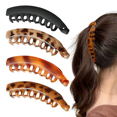 Juego de 4 pinzas de pelo de plátano retro para rizos gruesos, Banana Clip,accesorios para el cabello de cola de pez, peines de dos pinzas de plátano para mujeres y niñas,banana clip