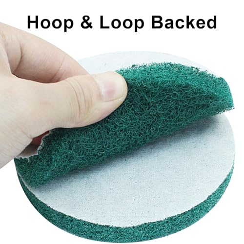 Image of 5 Inch Replacement Scrub Pads, 8 Pack Super Abrasive Green Scrubbing Pads, 180-240 Grit Drill Power Brush, Heavy Duty Cleaning Pads for Kitchen, Bathroom, Carpet, Shower, Tub, Grill, Tile
