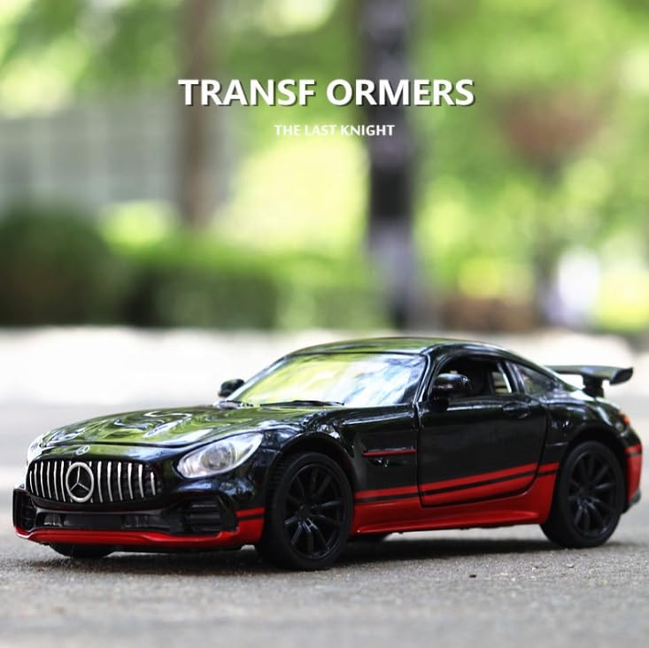 Image of Alokik Enterprise 1:32 Merecdes Amg GTR Diecast Car Models Toys Metal Alloy 2 Openable Door and Sound & Light, Pull Back Toys Gifts for Boys Best Gift Car (Black /Yellow)