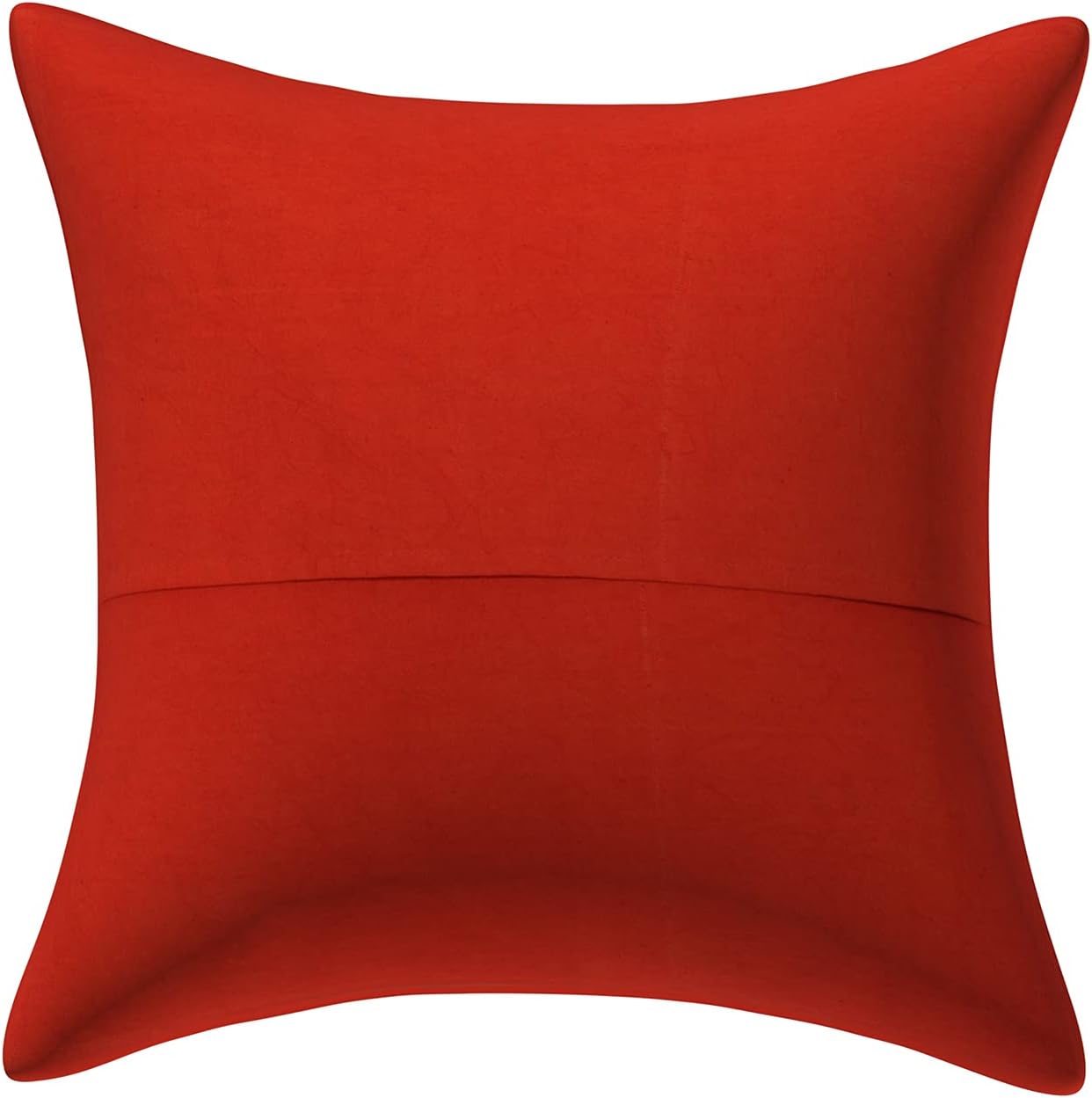 Ethnic Decorative Couch Throw Pillow Covers 16 Inch Cotton Embroidered Mirrored Boho Square Toss Cushion Covers (Size - 40x40 cm ; Color: Orange) - Set of 4 Pcs (Cover Only)