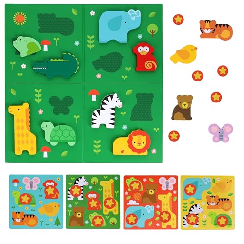 Petit Collage: First Bingo Game – Animal Friends – Includes 12 Wooden Animals, 4 Bingo Cards, 27 Tokens & Cloth Bag – Screen-Free Toddler Game Ages 2+ – Educational Matching & Counting Gift
