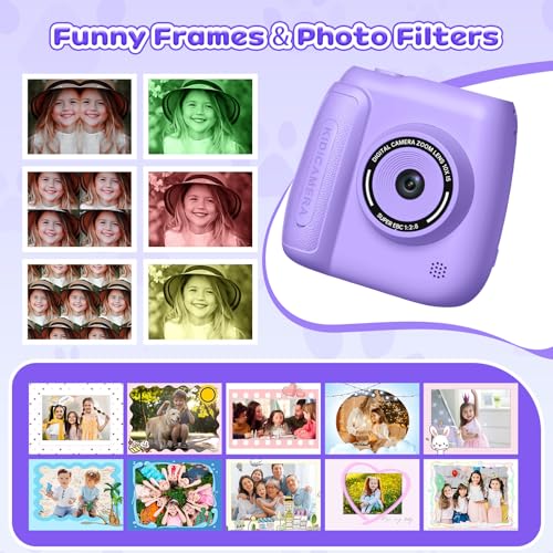 Hangrui Kids Camera Instant Print,2.4'' Instant Print Camera for Kids with 32GB Card & 3 Rolls Photo Paper, Selfie Children's Cameras Christmas Birthday Gifts for 3 4 5 6 7 8 9 Year Old Girls-Purple - Image 4