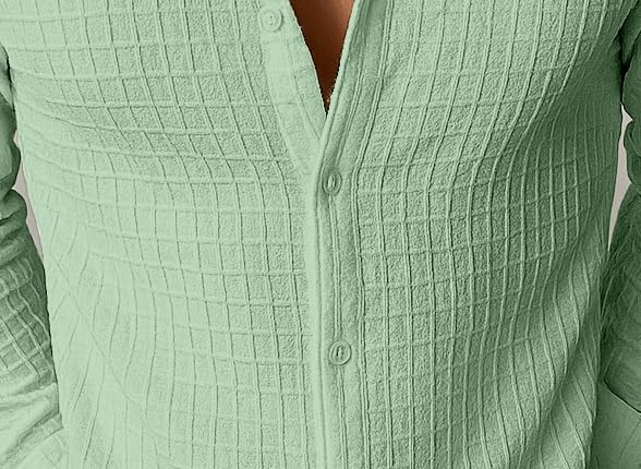 Image of Men's Casual Button Down Shirts Long Sleeve Linen Shirt Fashion Textured Beach Summer Shirts| Men Stylish Shirt | Men Fancy