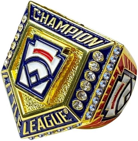 Wilson Trophy Little League Champion Home Plate Ring - Gold Finish, Size 11-3D Design with Colored Gemstones - Perfect for Baseball and Softball Players and Coaches