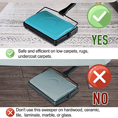 Image of Yocada Carpet Sweeper Cleaner Manual Household Sweeper Lightweight Blue