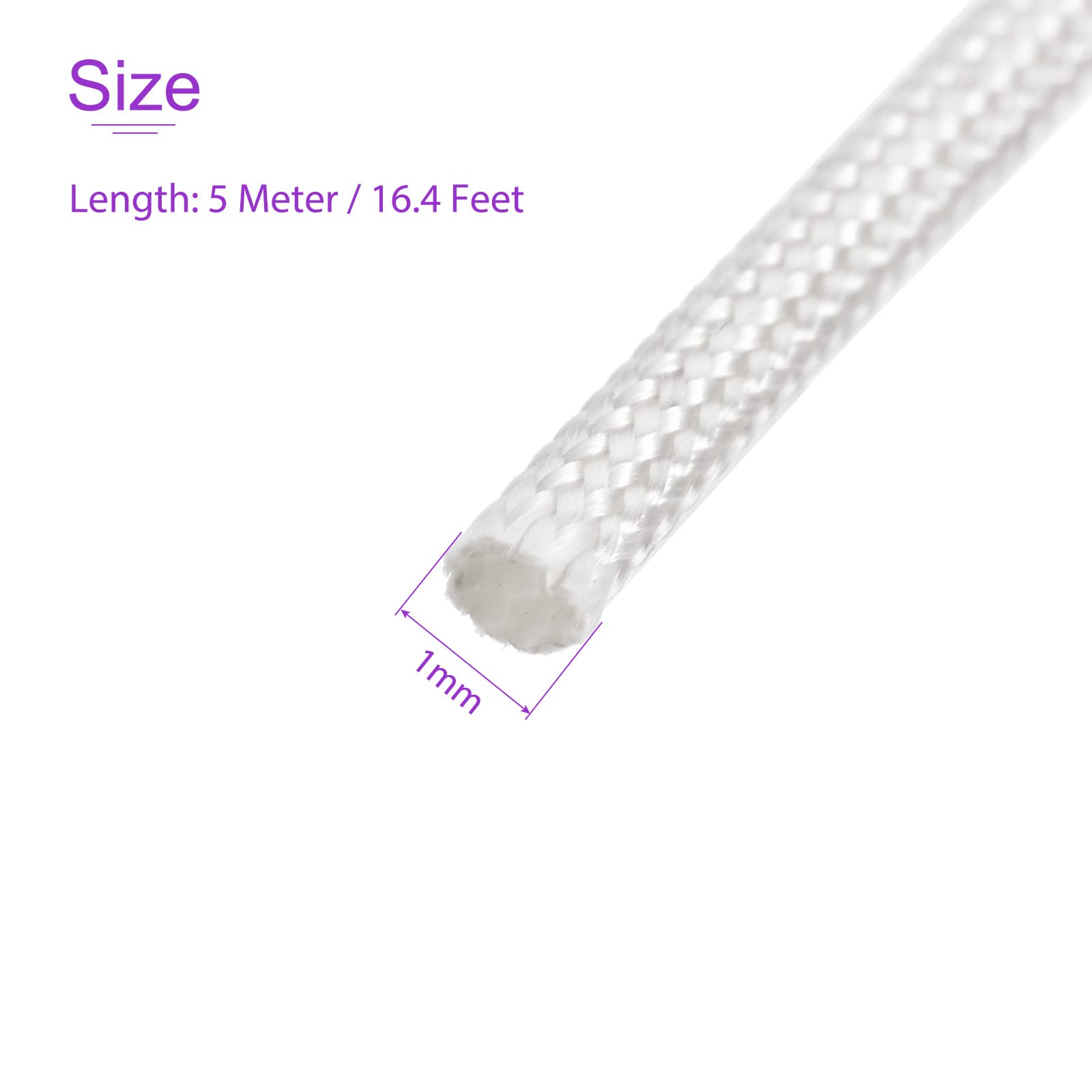 DMiotech 1pz 16.4Ft-1mm Beige Silicone Fibra Vetro Alta Temperatura Guaina
