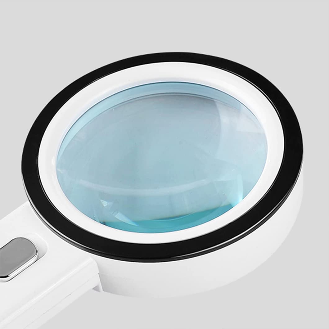 CanEve Lupa de Mano 30X con 12 Luces LED, Lupa iluminada, Lupa de Lectura for degeneración Macular, Lectura de Personas Mayores, Soldadura, inspección, C Blanco Lupa