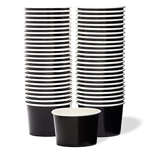 Tasses à Glace en Papier - 50 Comptoirs de 9 Oz pour Desserts Jetables, Idéales pour Aliments Chauds ou Froids, Tasses de Fête Noires