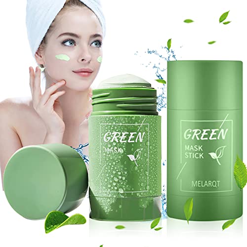 2 Pack Green Tea Mask Stick,Masque à l'argile au thé vert,Enlève les points noirs de l'acné,Deep Clean Green Mask Stick Original,Hydrate et contrôle l'huile, Régule l'eau,Toutes les peaux Cover