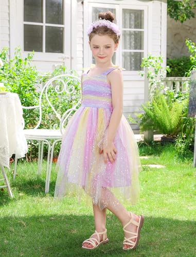 ODASDO Toddler Kids Girls Spaghetti Straps Handkerchief Tulle Tutu Dresses for Party Birthday Wedding Photoshoot Holiday3