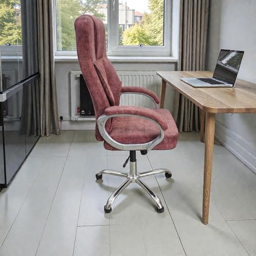 Image of Ergonomic Ortho-Support High Back Executive Office Chair, Beige PU Leather, Quilted Design, Adjustable Height, Padded Armrests, 360 Swivel with Wheels for All Day Comfort (Burgundy)